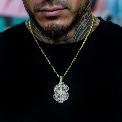 Iced Dollar Sign in Yellow Gold | SKRT® · male-model