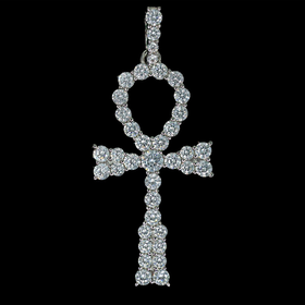 Diamond Egyptian Ankh Cross Pendant in White Gold