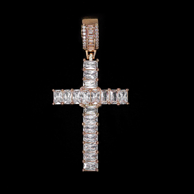 Iced Out Emerald Cross in Rose Gold (view 2 of 3) · male-model