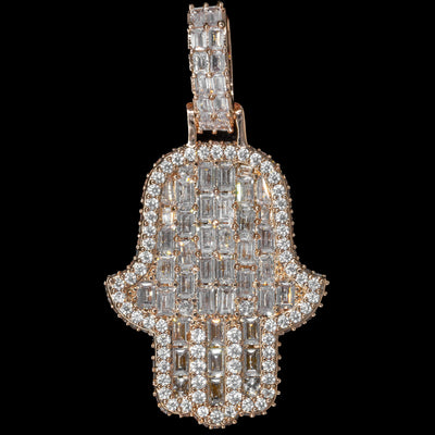 Iced Emerald Hamsa Hand in Rose Gold | SKRT® · male-model