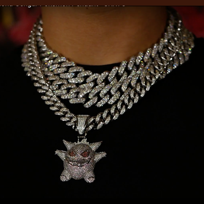 Iced Out Gengar in 18K White Gold - product image · male-model