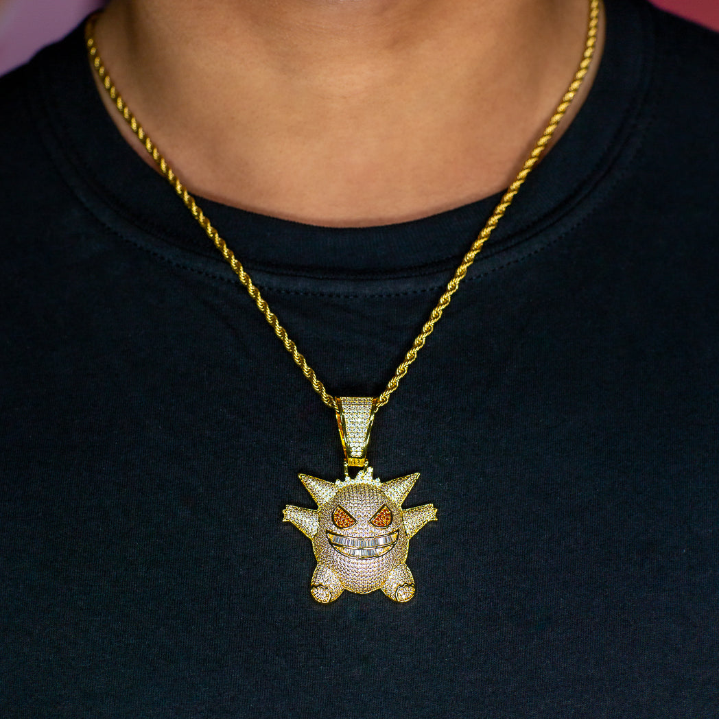 Iced Out Gengar Pokemon in Yellow Gold (view 4 of 4) · male-model