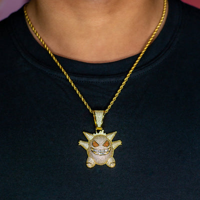 Iced Out Gengar Pokemon in Yellow Gold (view 4 of 4) · male-model
