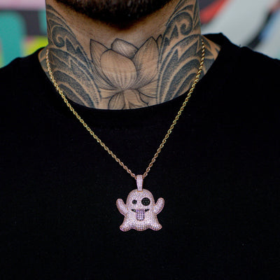 Iced Out Ghost Emoji in Rose Gold | SKRT® · male-model