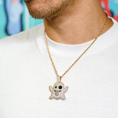 Iced Out Ghost Emoji in Rose Gold (view 3 of 3) · male-model