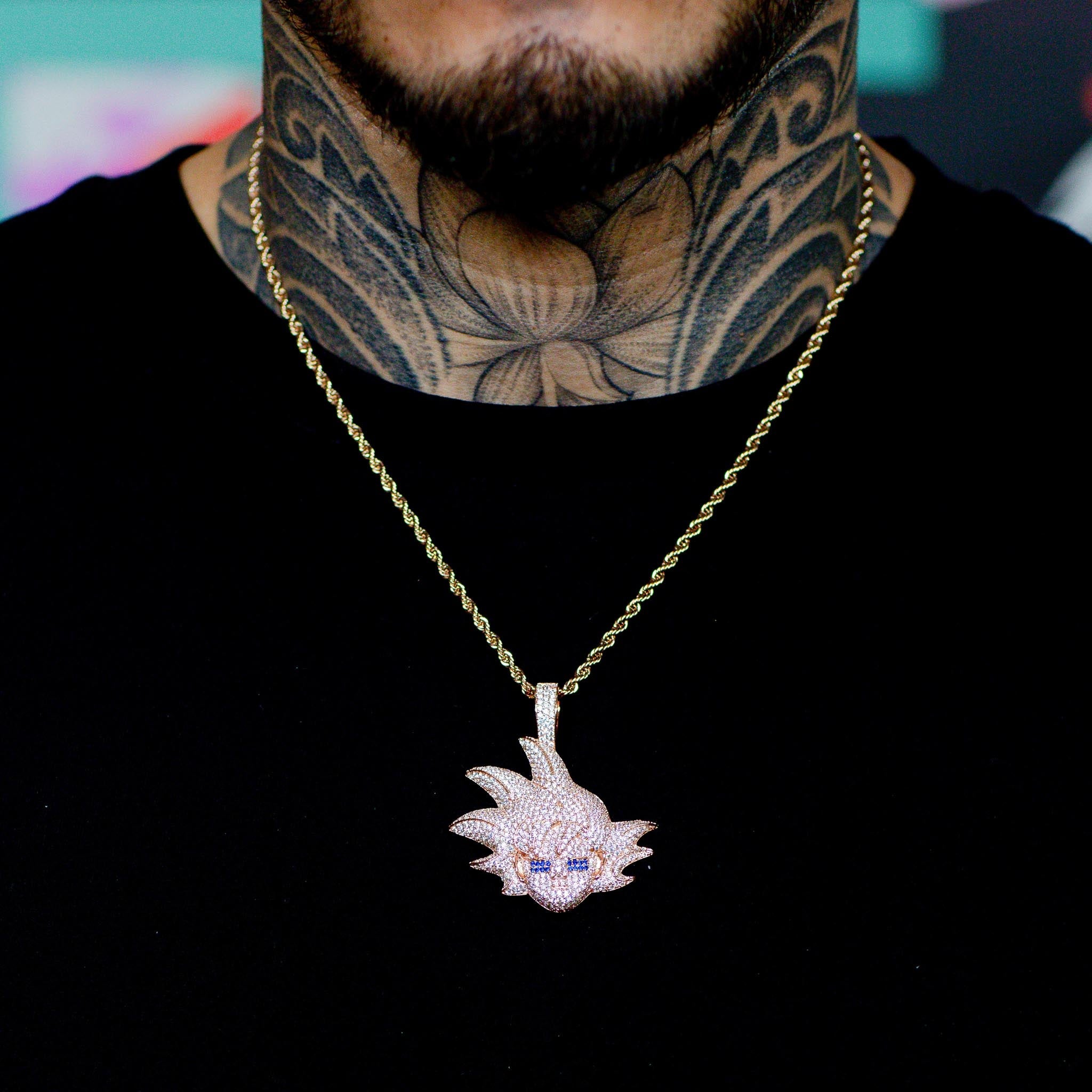Iced Out Goku Warrior in Rose Gold | SKRT® · male-model
