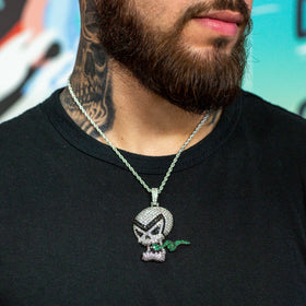 Iced Green Skull Pendant