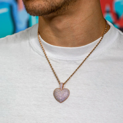 Iced Out Heart in Rose Gold (view 3 of 3) · male-model