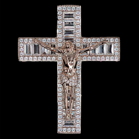 Diamond Jesus Cross Pendant in Rose Gold