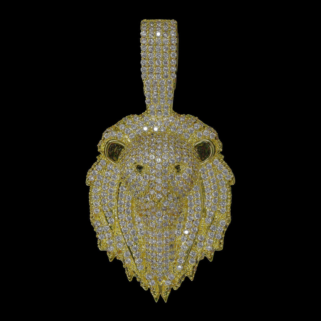 Iced Lion Pendant - 18K Yellow Gold · male-model