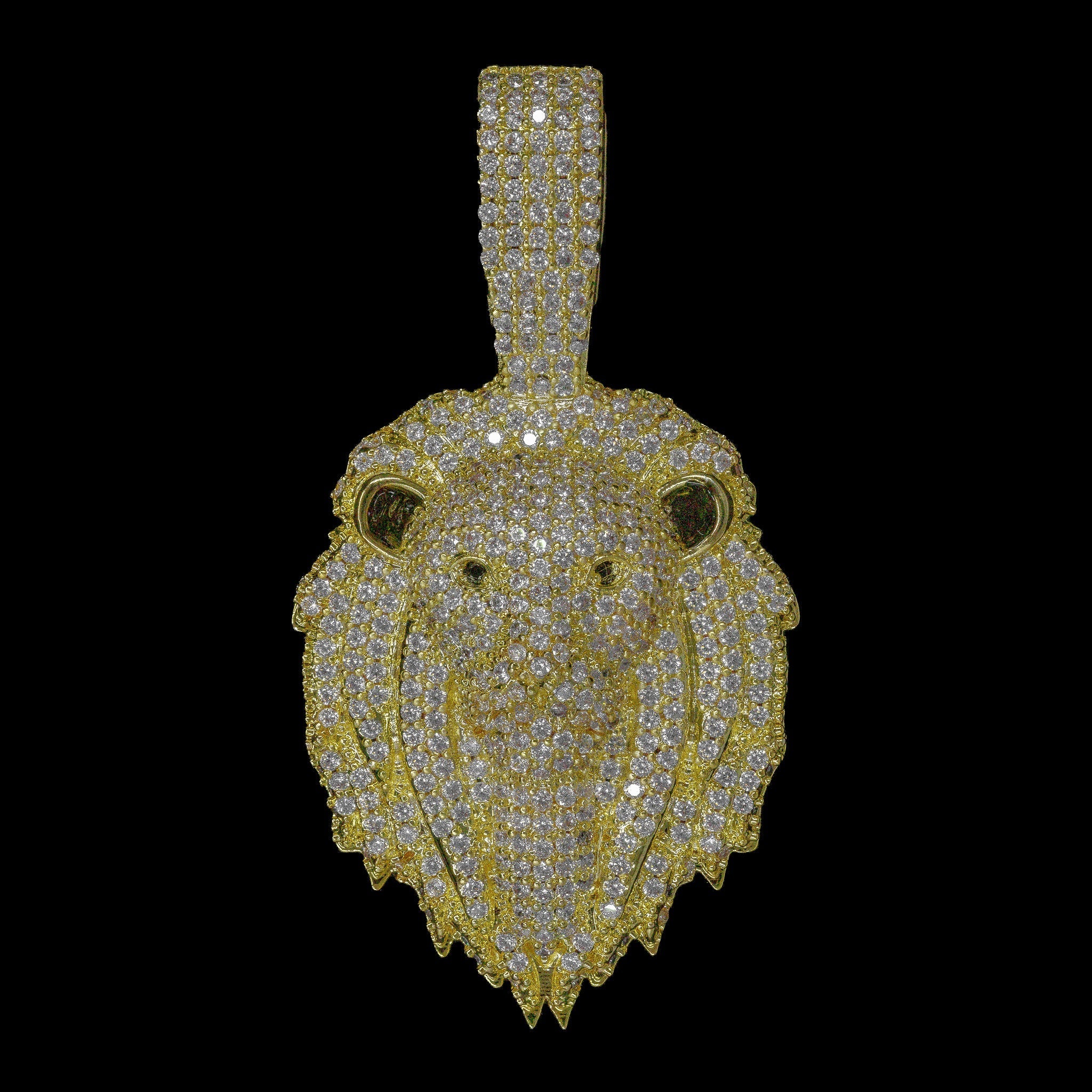 Iced Out Lion Pendant - 18K Yellow Gold · male-model