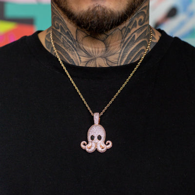 Iced Octopus Pendant in Rose Gold | SKRT® · male-model