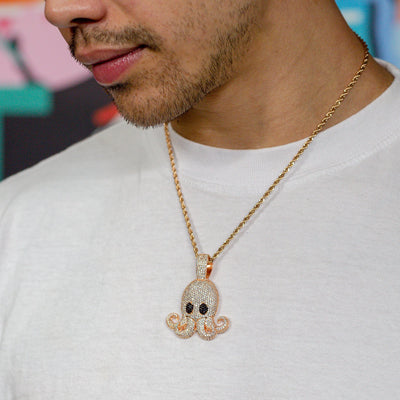 Iced Octopus Pendant in Rose Gold (view 3 of 3) · male-model