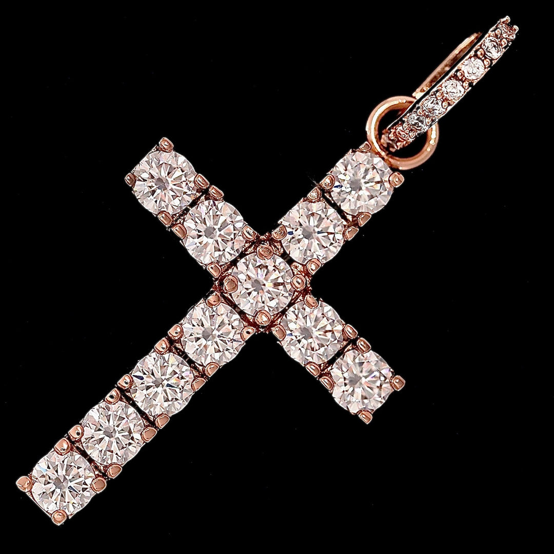 Iced Original Cross in Rose Gold (alternate view) · male-model