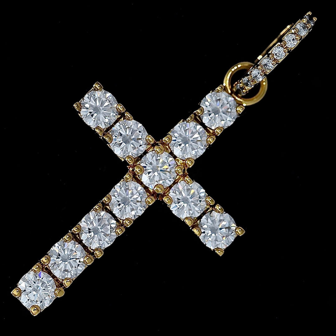 Iced Original Diamond Cross in Yellow Gold in 18K Yellow Gold | SKRT® · male-model
