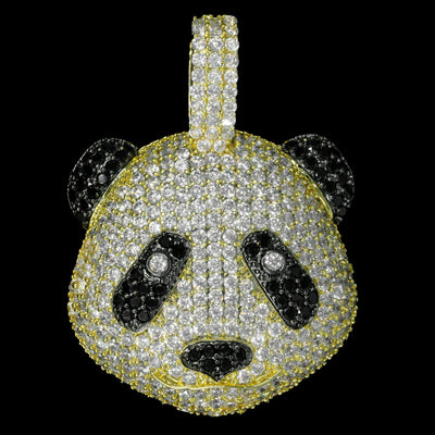 Iced Panda Pendant - 18K Yellow Gold · male-model