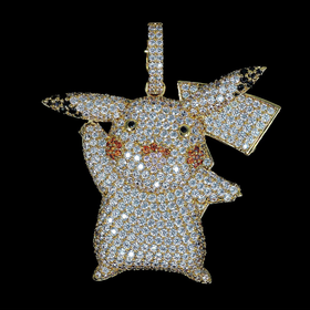 Diamond Pikachu Pendant in Yellow Gold