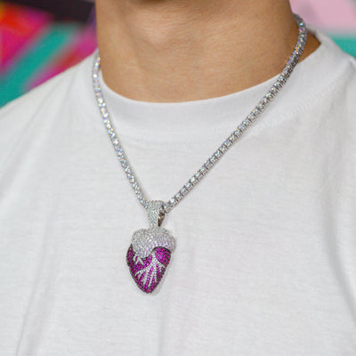 Iced Realistic Heart in White Gold (view 3 of 4) · male-model
