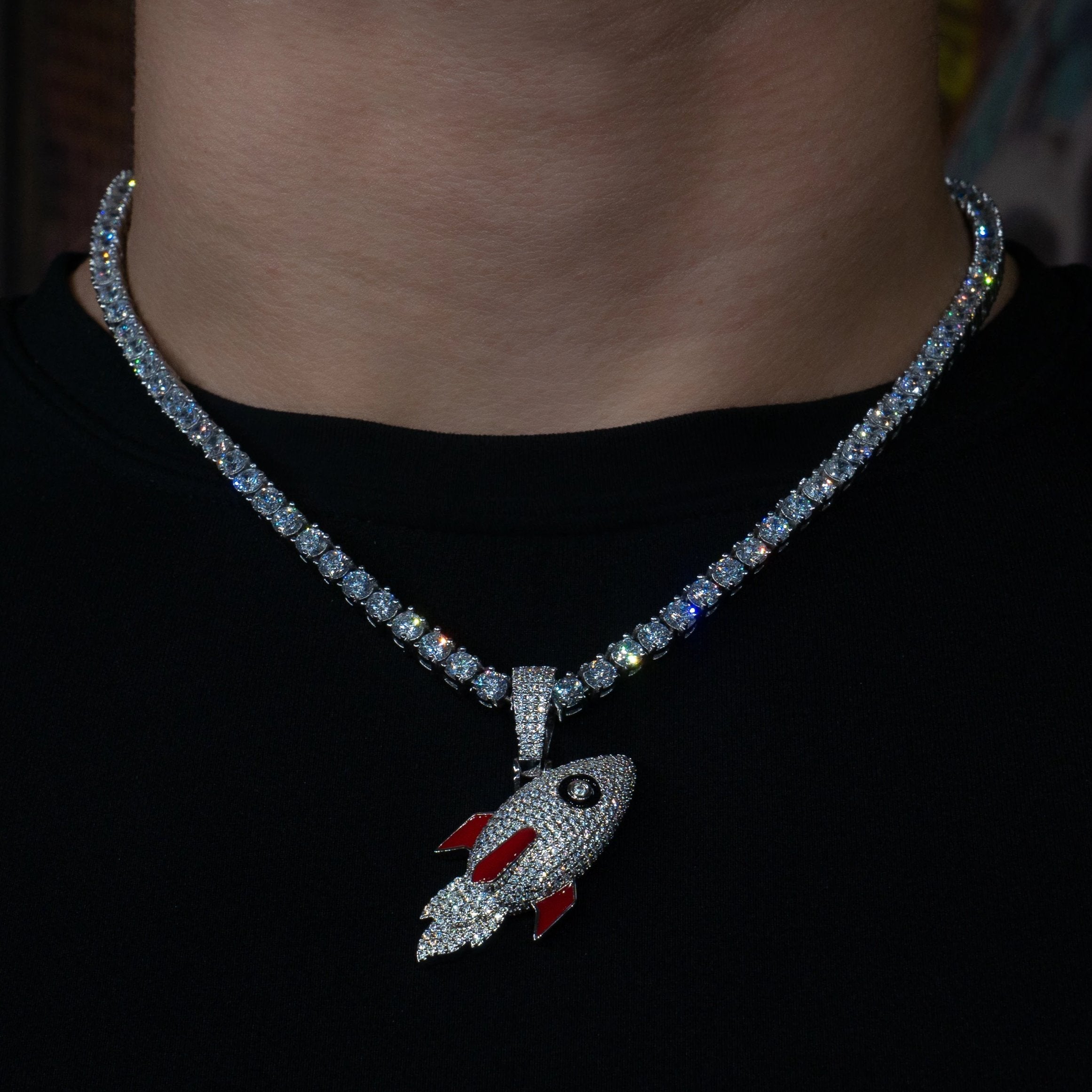 Iced Out Rocket in White Gold | SKRT® · male-model