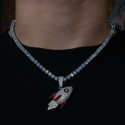Iced Out Rocket in White Gold | SKRT® · male-model
