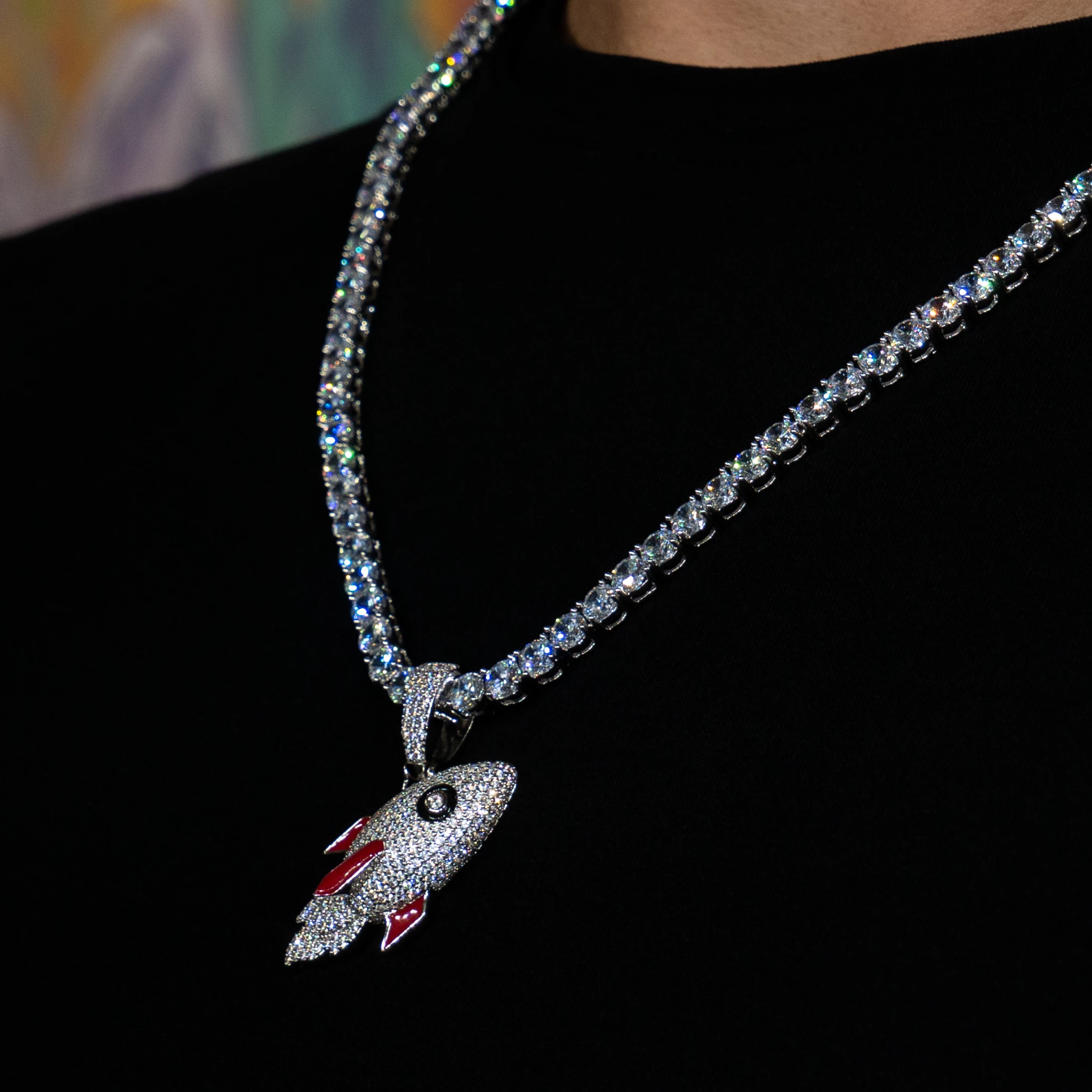 Iced Out Rocket in White Gold (view 3 of 6) · male-model