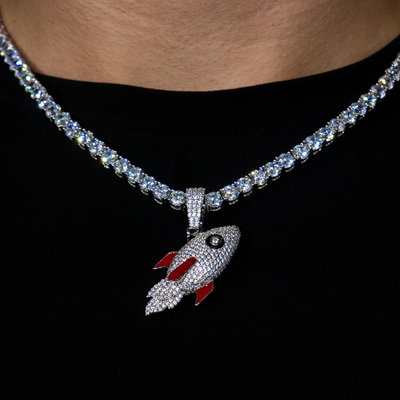 Iced Out Rocket in White Gold (view 5 of 6) · male-model