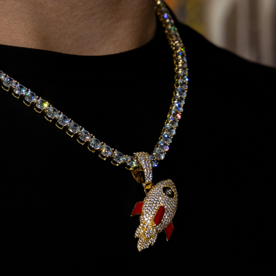 Iced Out Rocket in Yellow Gold (view 3 of 3) · male-model