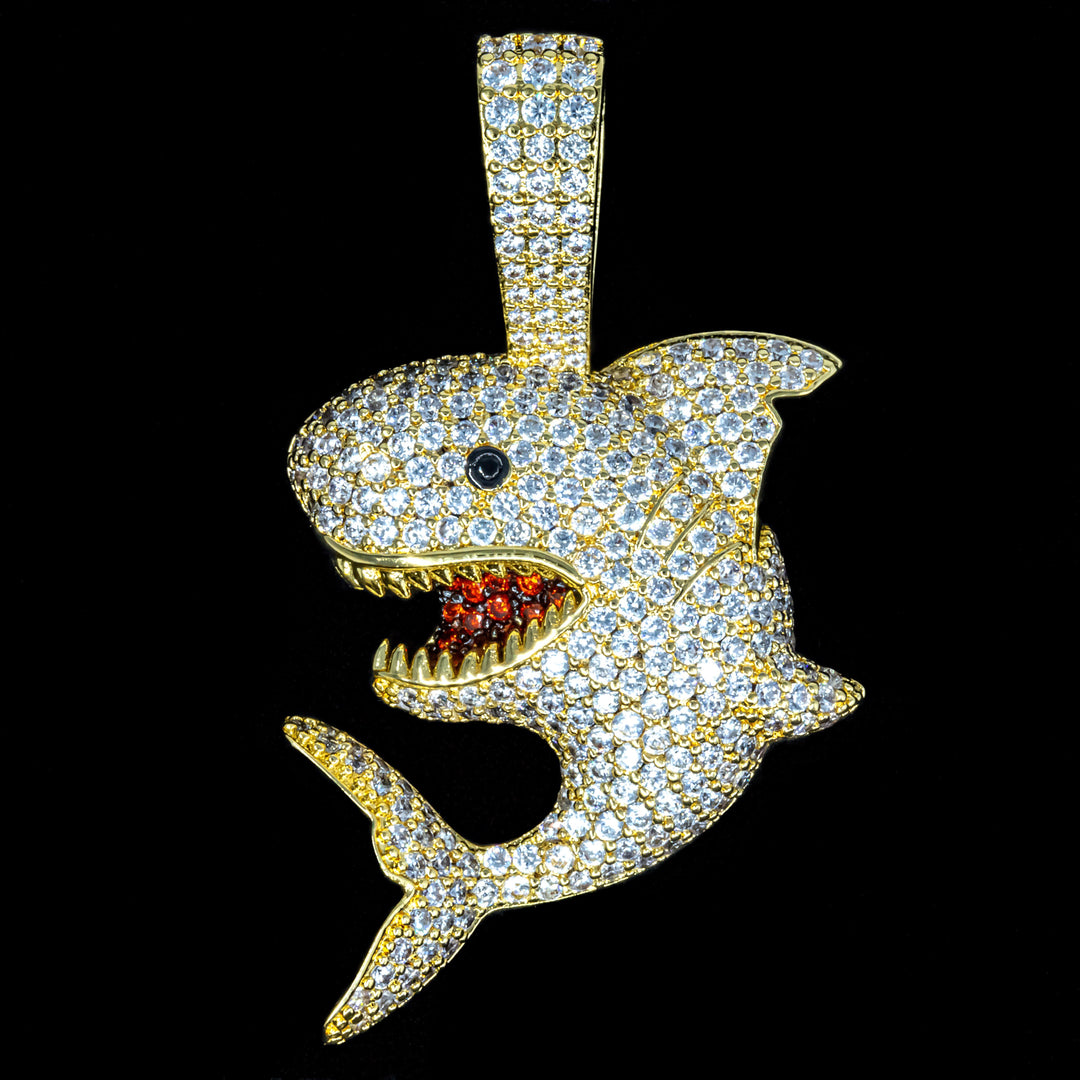 Iced Shark in Yellow Gold (alternate view) · male-model