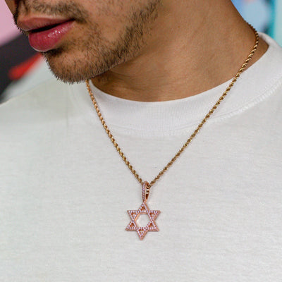 Iced Out Star of David in Rose Gold (view 3 of 3) · male-model