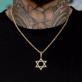 Iced Star of David Pendant in Rose Gold