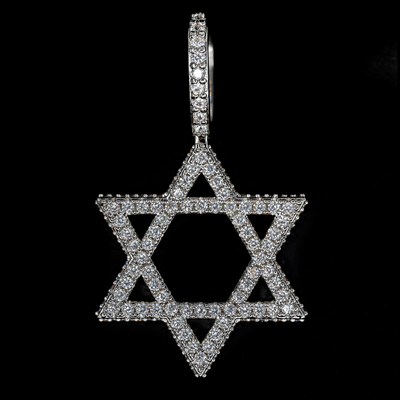 Iced Out Star of David in White Gold (alternate view) · male-model