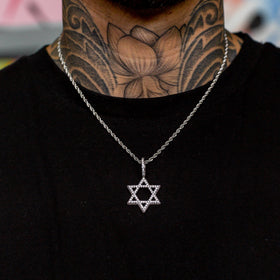 Iced Star of David Pendant in White Gold