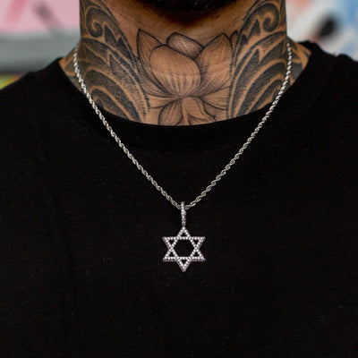 Iced Out Star of David in White Gold | SKRT® · male-model