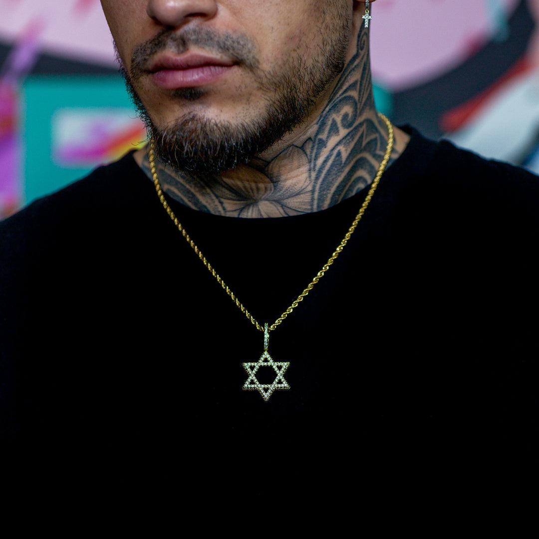 Iced Star of David in Yellow Gold | SKRT® · male-model