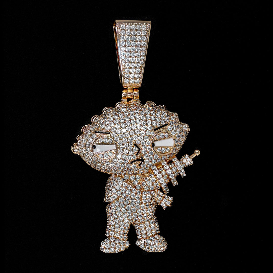 Iced Stewie Pendant - 18K Rose Gold · male-model