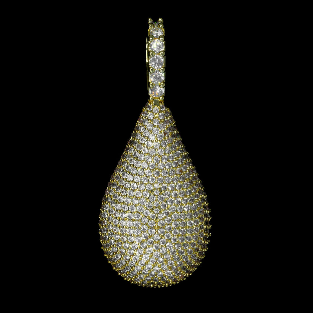 Iced Tear Drop Pendant - 18K Yellow Gold · male-model