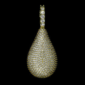 Iced Tear Drop Pendant in Yellow Gold