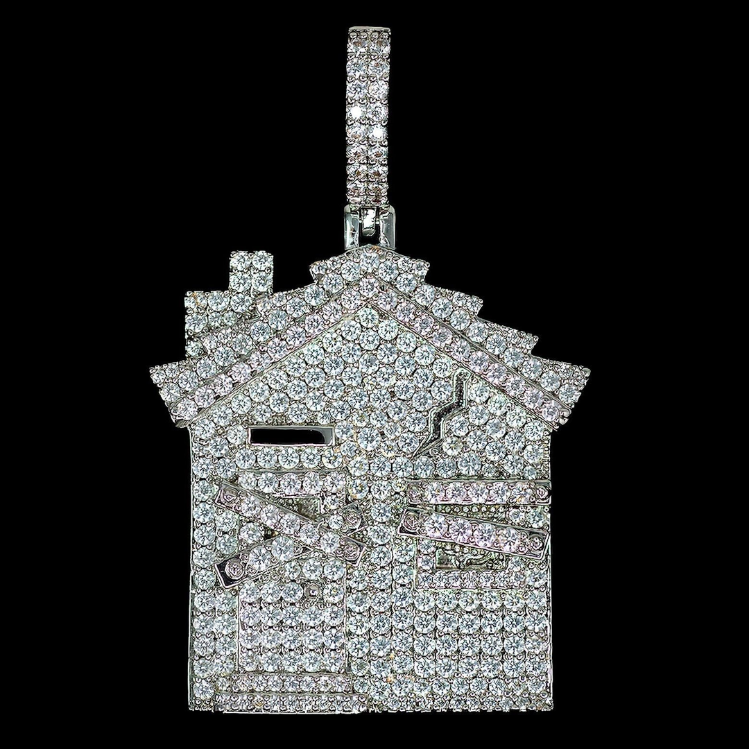 Iced Trap House - 18K White Gold · male-model