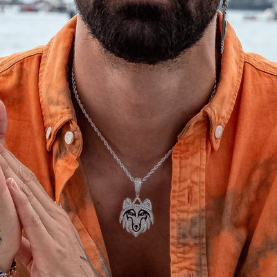 Iced Out Wolf in White Gold (view 5 of 5) · male-model
