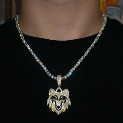 Iced Out Wolf in Yellow Gold in 18K Yellow Gold | SKRT® · male-model