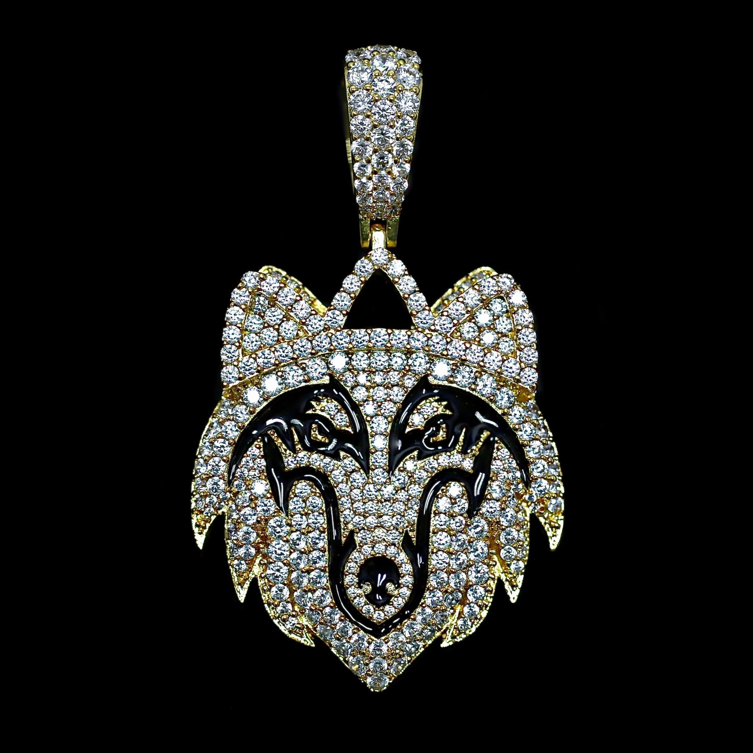 Iced Out Wolf in Yellow Gold (view 2 of 3) · male-model