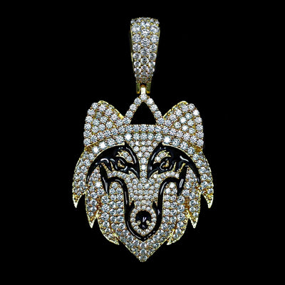 Iced Out Wolf in Yellow Gold (view 2 of 3) · male-model
