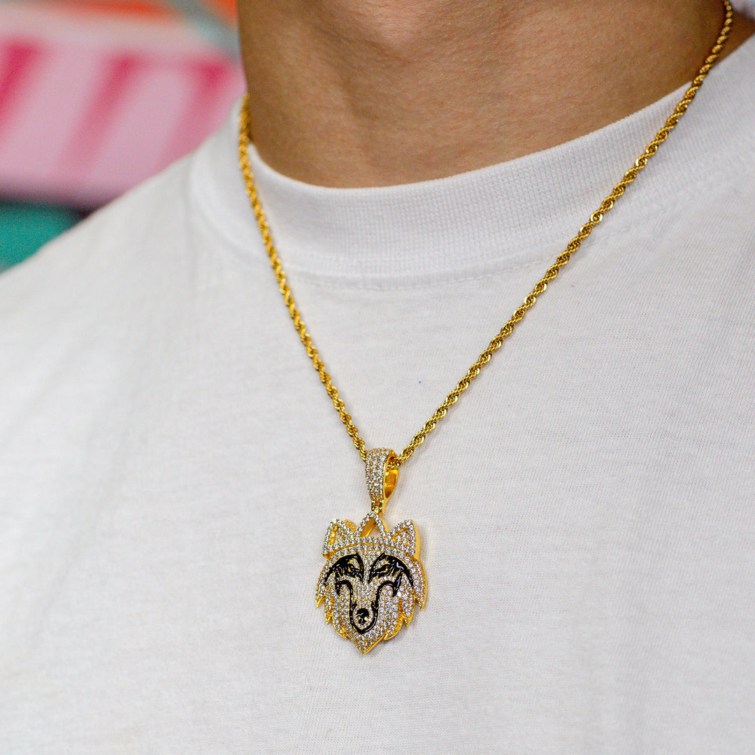 Iced Wolf in Yellow Gold (view 3 of 3) · male-model