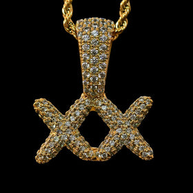 Iced XX Pendant in Yellow Gold
