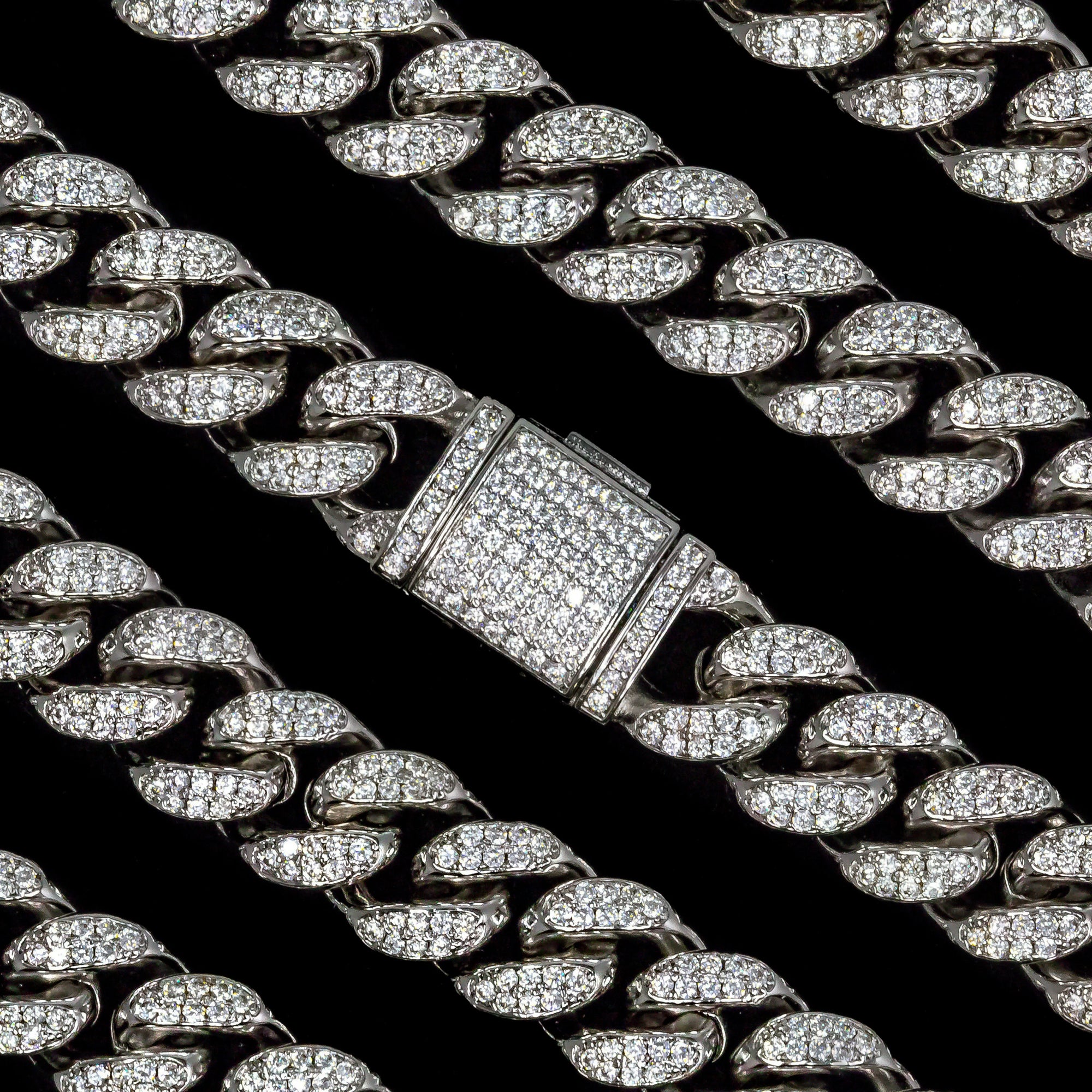 12mm Cuban Link Anklet in White Gold