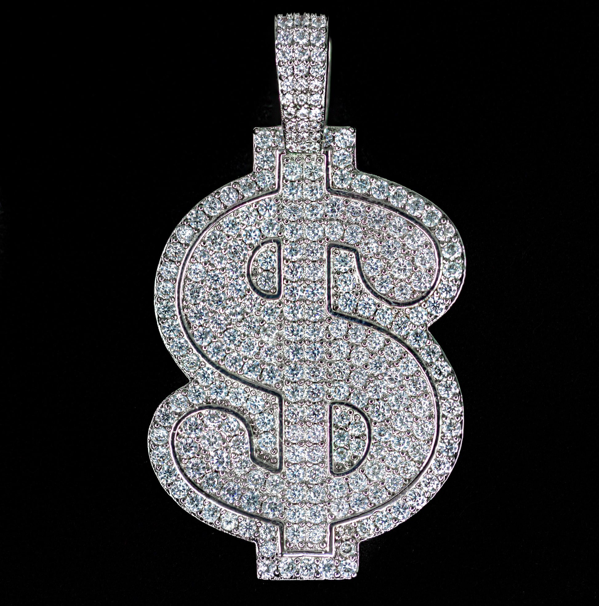 Diamond Dollar Sign in 18K White Gold