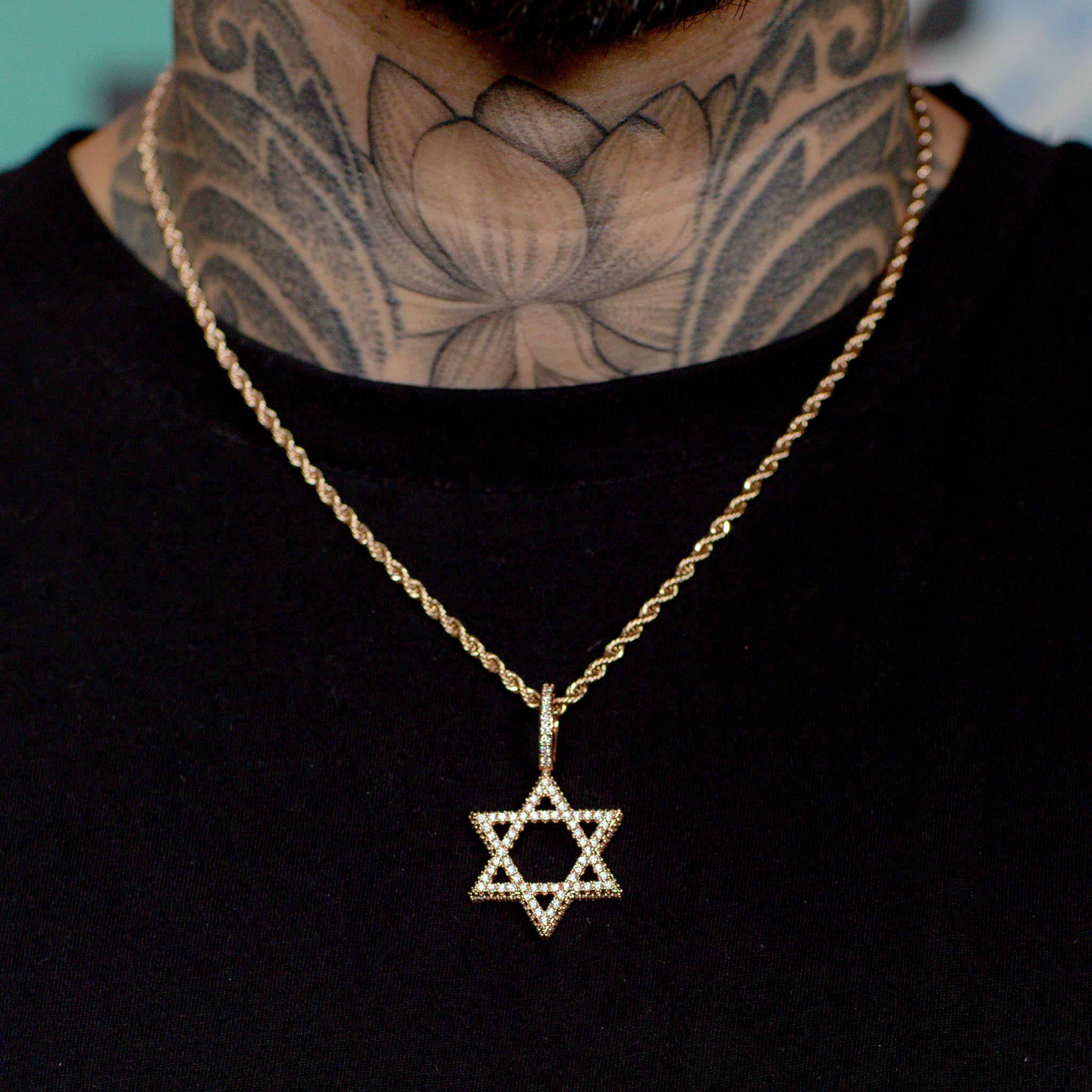 Iced Out Star of David in 18K Rose Gold