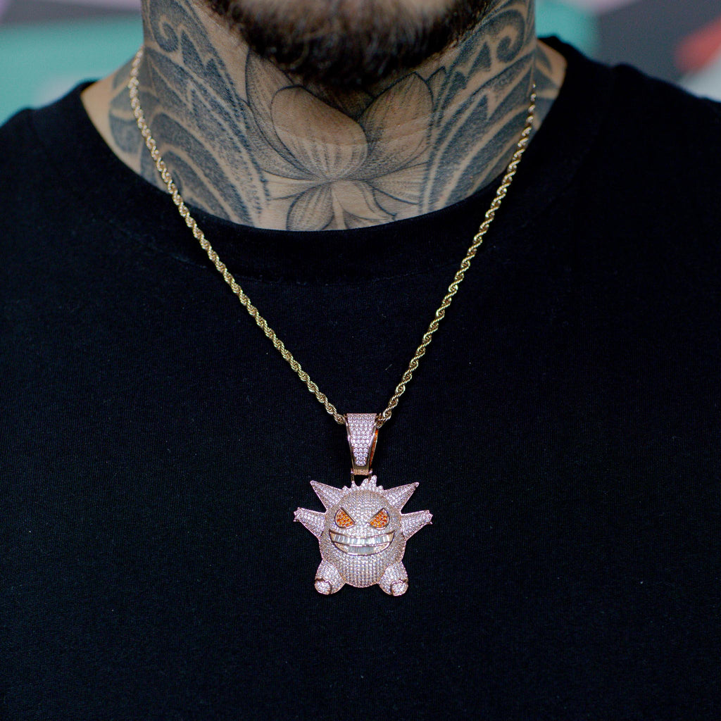Iced Out Gengar Pokemon in 18K Rose Gold