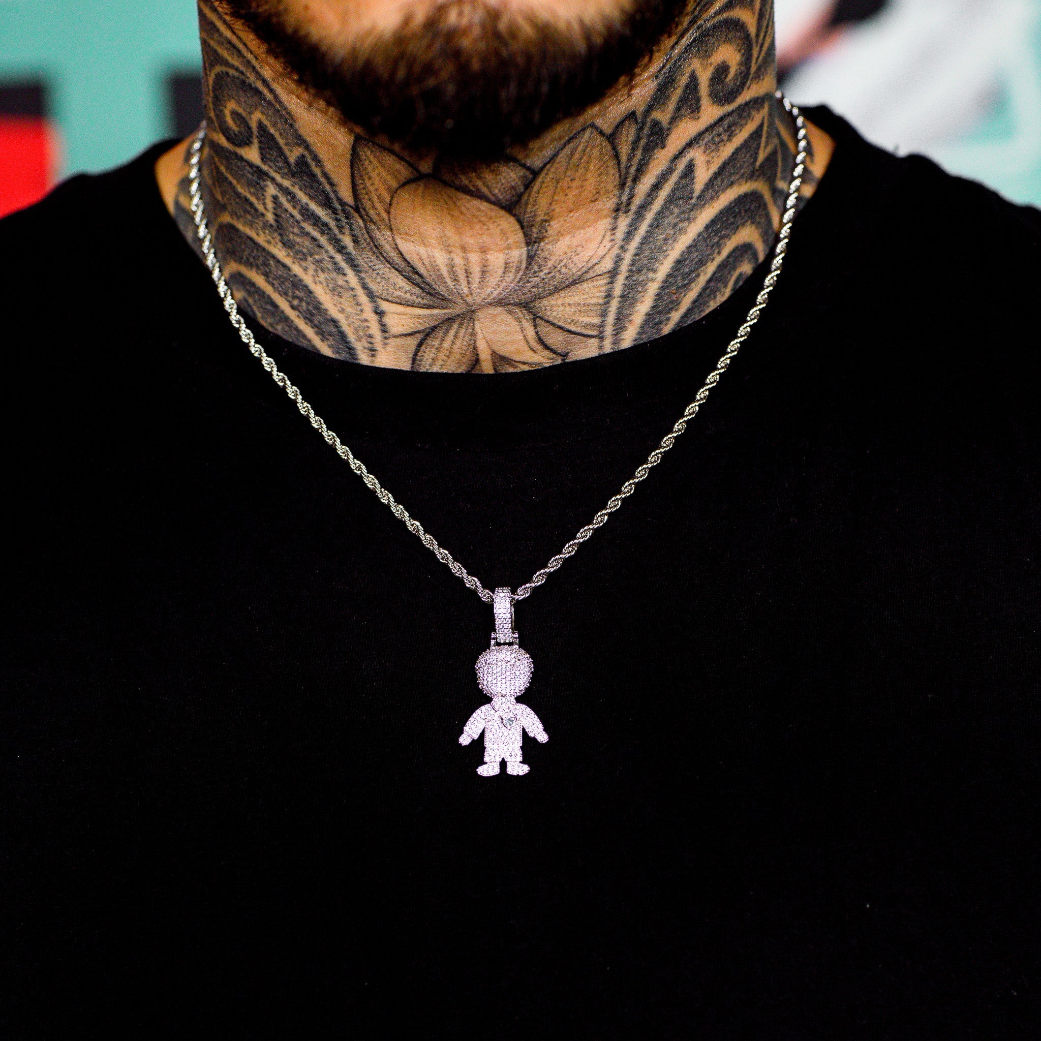 Iced Out Boy Pendant in White Gold