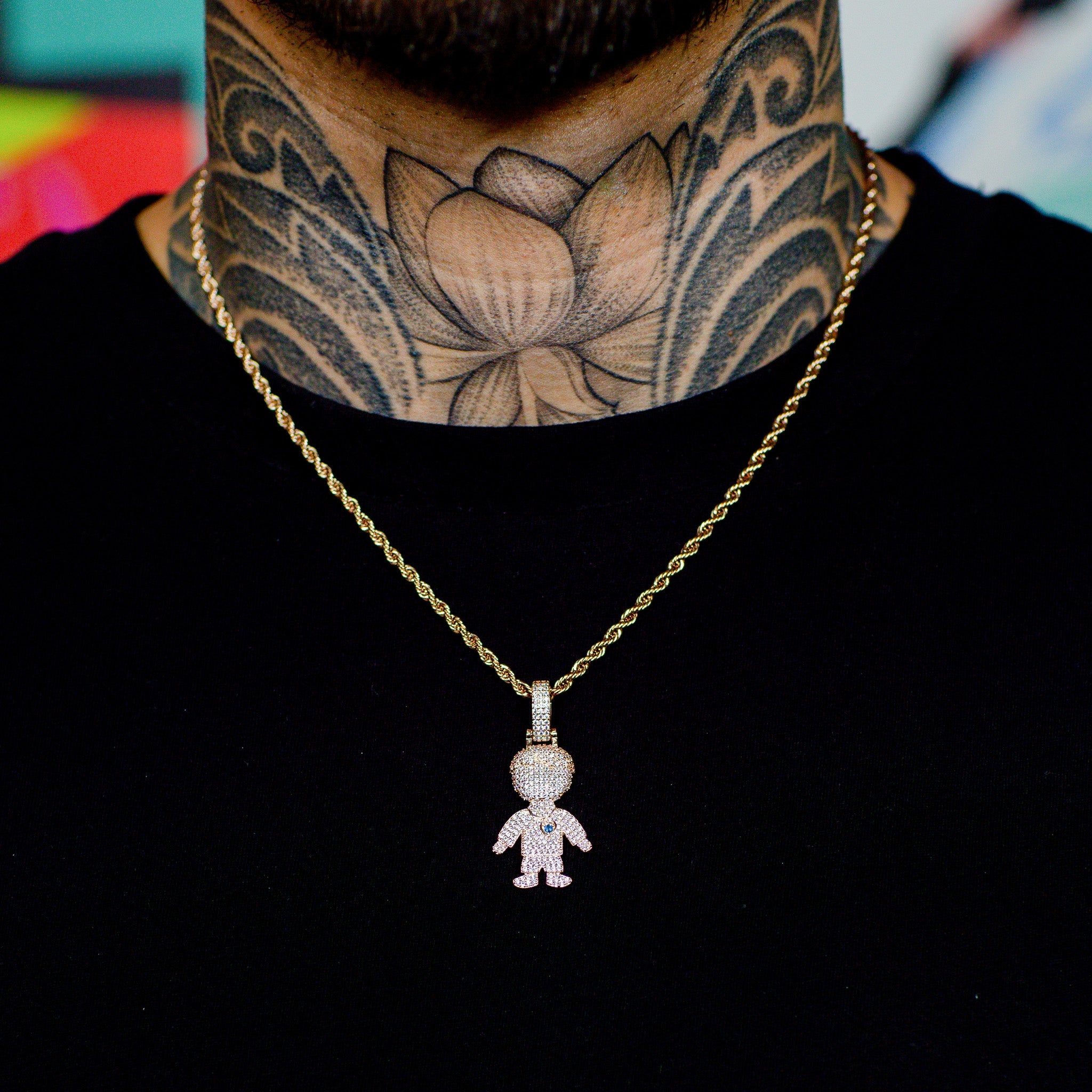 Iced Out Boy Pendant in Rose Gold